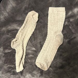 Cozy Beige Cable Knit Socks